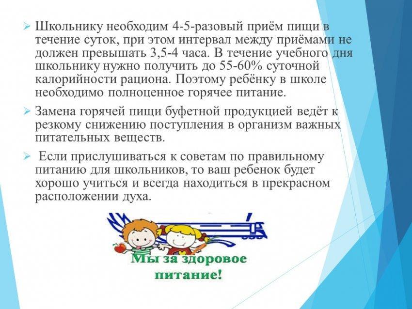Рекомендации учащимся по питанию