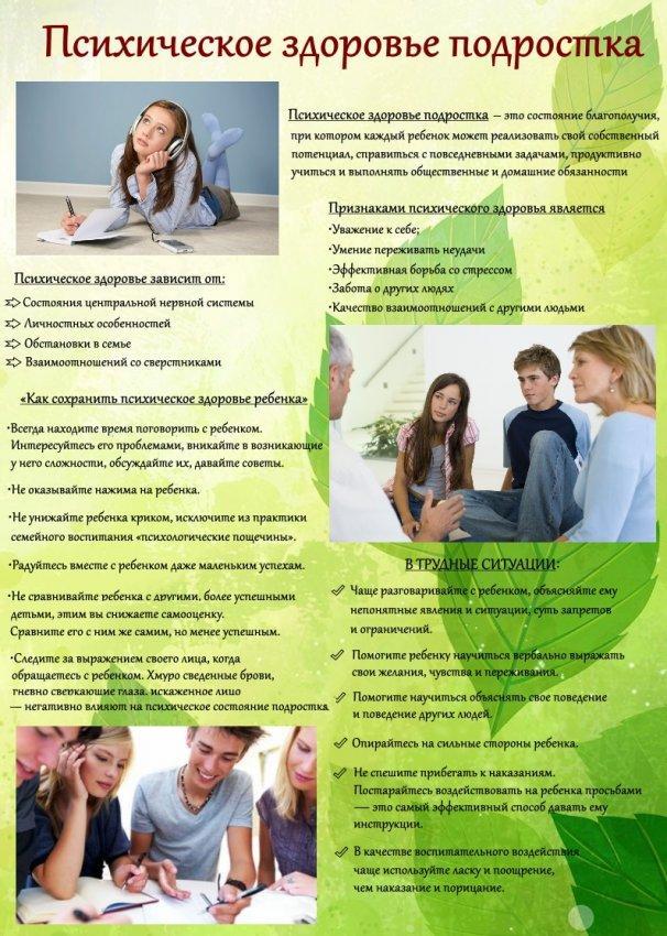 Памятка для родителей " Психическое здоровье подростка"