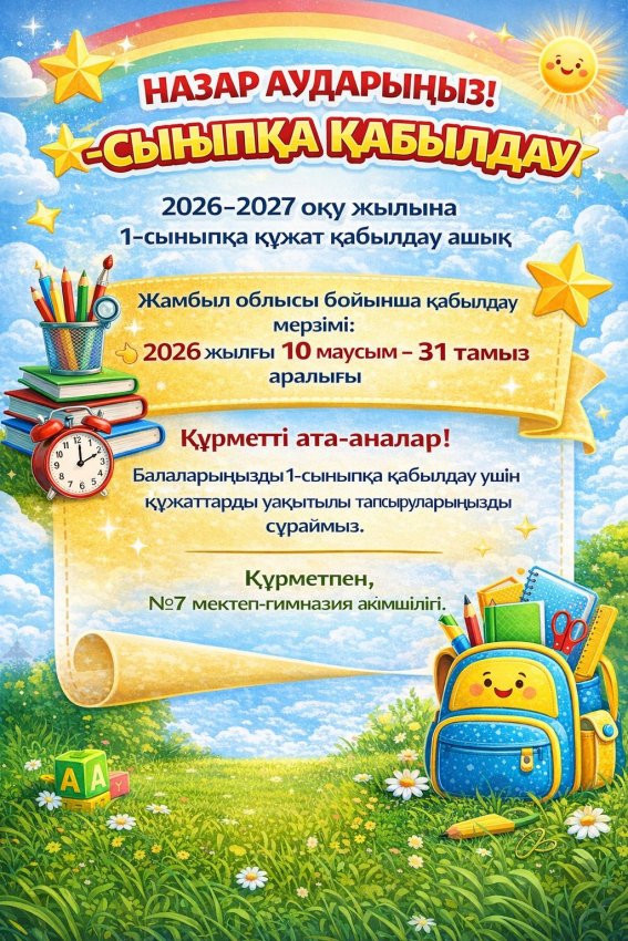 1 сыныпқа қабылдау